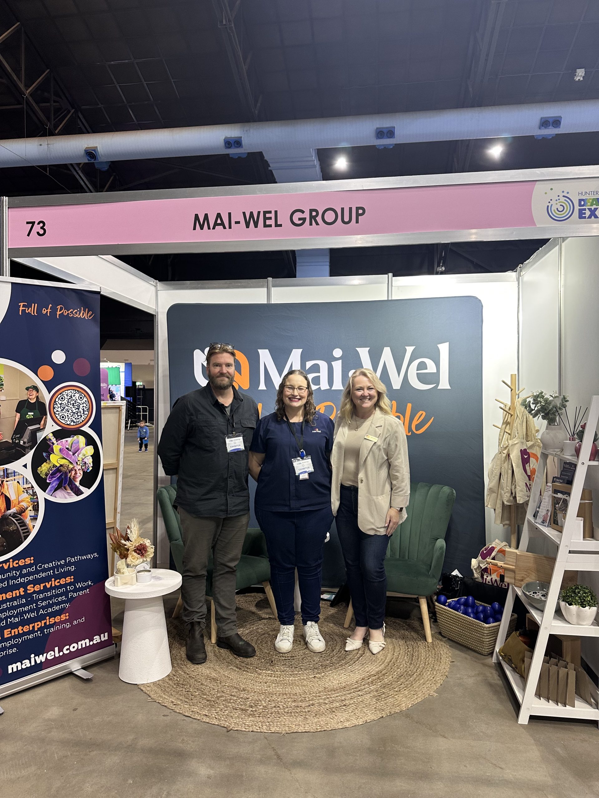 3 Mai-Wel staff manning the Hunter Disability Expo Stand