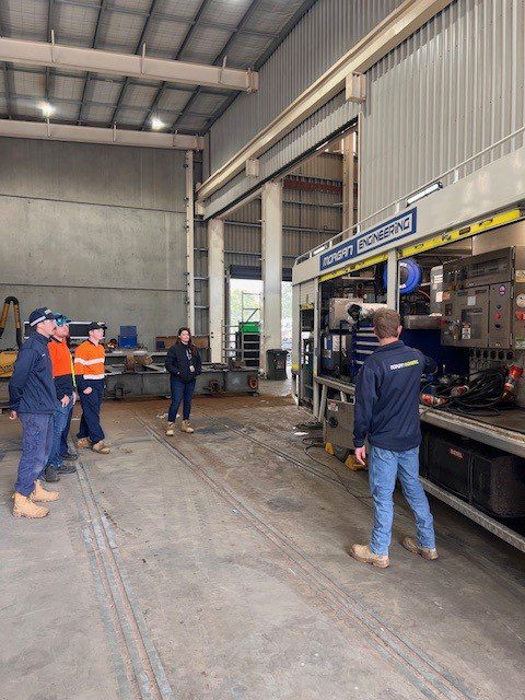 Group of Transition to Work Participants being shown around the Morgan Engineering workshop.